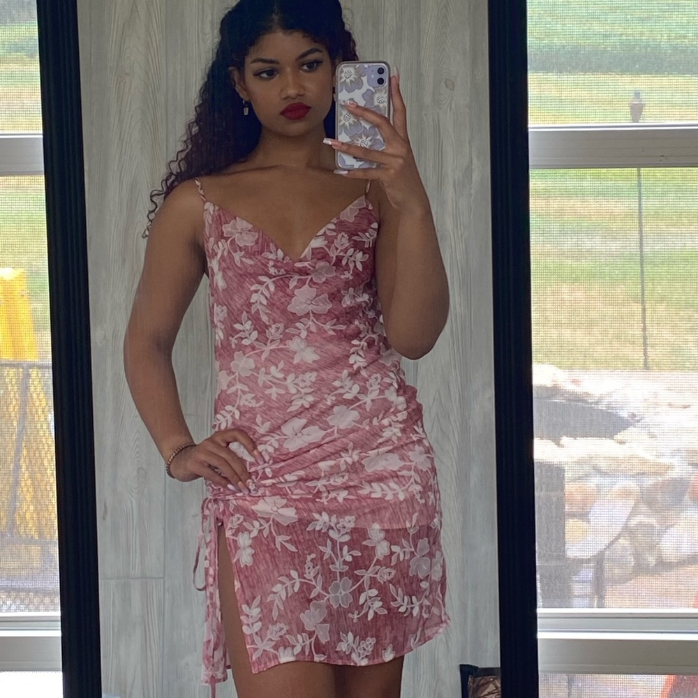 Asymmetrical side tie dress